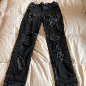 distressed black denim jeans, Size 5